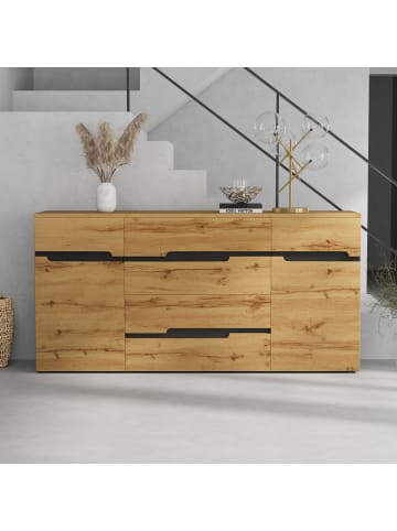 ABRIHOME Sideboard mit 4 Schubladen & 2 Türen in Holz  Design