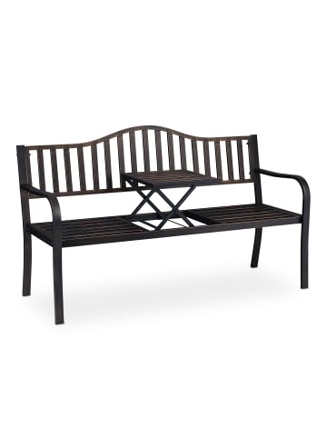 relaxdays Gartenbank in Schwarz/ Bronze - (B)150 x (H)89 x (T)58,5 cm