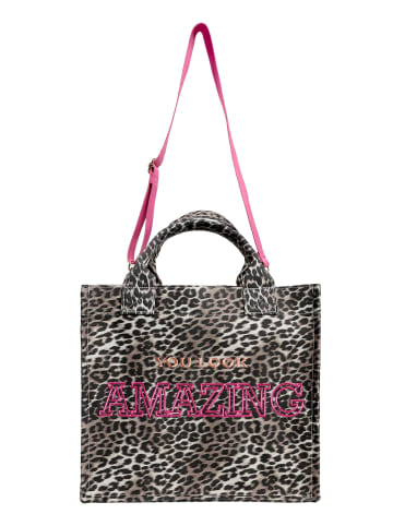 CARTOON Shopper im Leo-Look in Schwarz/Beige