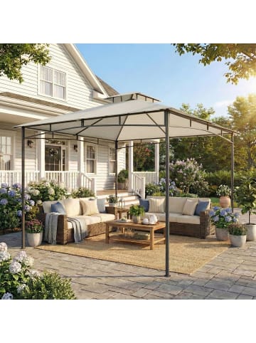 Outsunny Pavillon in Cremeweiß 300L x 300B x 285H cm
