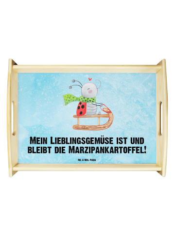 Mr. & Mrs. Panda Dekotablett Smörle Rodeln mit Spruch in Eisblau