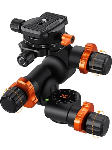 K+S CONCEPT GD-3W Pro 3-Wege-Neiger Stativkopf Panoramaklemme Plattenmontage