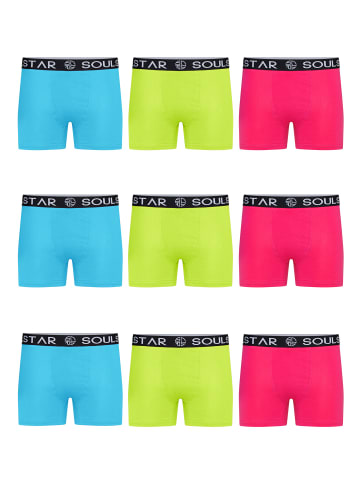 SOULSTAR Boxershorts - MUBOXER9 in 3Turq_3Pink_3Lime
