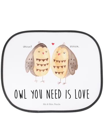 Mr. & Mrs. Panda Sonnenschutz Eulen Liebe mit Spruch in Weiß