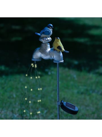 MARELIDA LED Solar Wasserhahn mit Vögelchen H: 72cm in silber