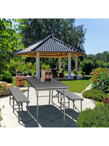 relaxdays Gartentisch in Grau - (B)166 x (H)76 x (T)78 cm
