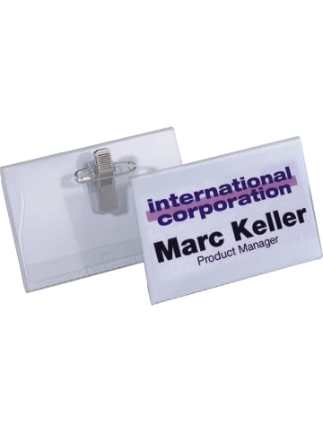 Durable Namensschild Click Fold 40x75mm transparent Packung mit 5 Stück