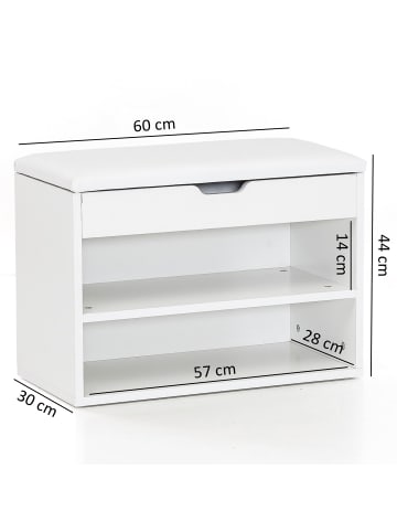 FineBuy Schuhschrank in Weiß / Spanplatte / 60x30x40