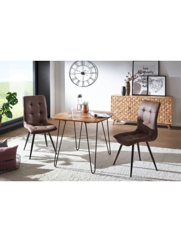 FineBuy Esstisch in Braun / Sheesham / 80x80x76