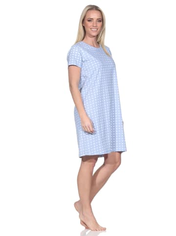 NORMANN Nachthemd kurzarm kariert 126 10 800 in blau