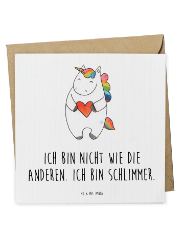 Mr. & Mrs. Panda Deluxe Karte Einhorn Herz mit Spruch in Weiß