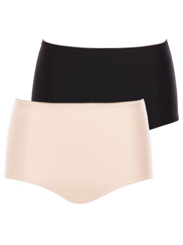 Conturelle 2er Pack Taillenslip in sand schwarz