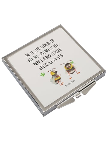 Mr. & Mrs. Panda Schminkspiegel Hummeln Kleeblatt mit Spruch in Weiß