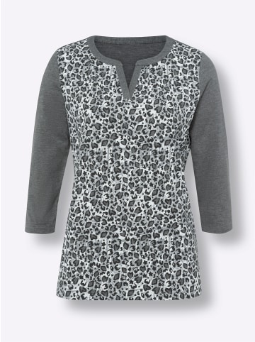Sieh an! 3/4-Arm-Shirt in anthrazit-meliert-schwarz-bedruckt