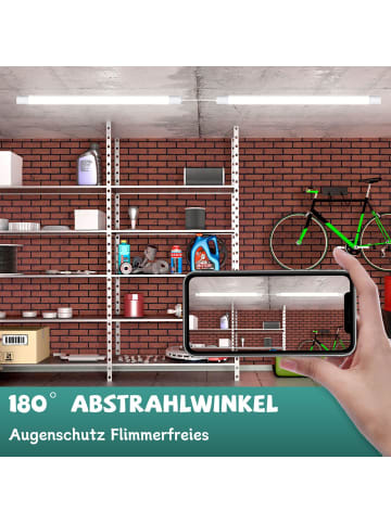 ZMH LED Deckenleuchte in weiß L 120CM Flach 36W 5000K kaltweiß Kellerlampe