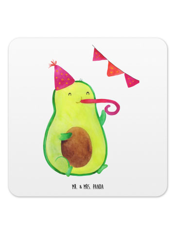 Mr. & Mrs. Panda Untersetzer für Gläser Avocado Party ohne Spruch in Weiß