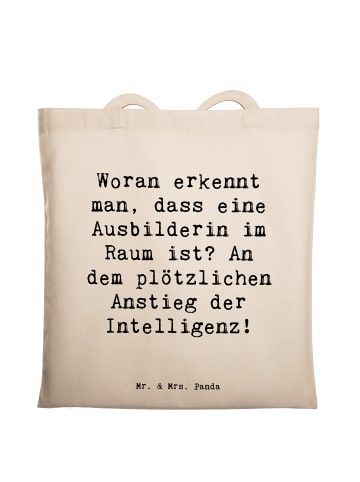 Mr. & Mrs. Panda Tote Bag Spruch Ausbilderin Intelligenz mit Spruch in Creme