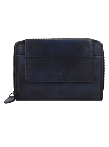 Greenburry Destressed Geldbörse RFID Schutz Leder 13.5 cm in navy blue