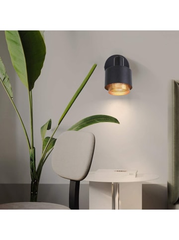 ZMH Deckenleuchte in schwarzgold 1-flammige E14 Metall schwenkbar L 10cm