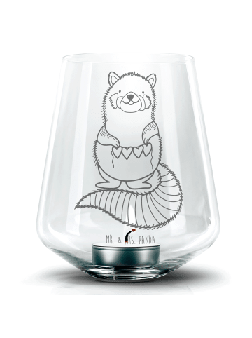 Mr. & Mrs. Panda Windlicht Glas Roter Panda ohne Spruch in Transparent