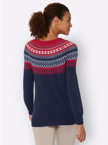 WITT WEIDEN Norwegerpullover in nachtblau-kirsche-gemustert