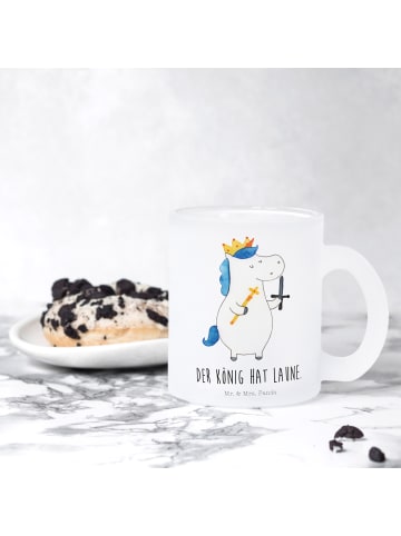 Mr. & Mrs. Panda Teeglas Einhorn König mit Schwert mit Spruch in Transparent