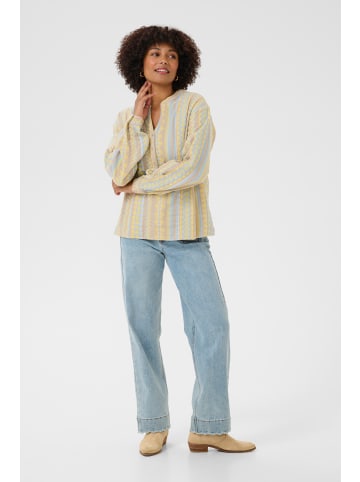 Cream Kurzarm-Bluse CRSola in Truffet jaquard