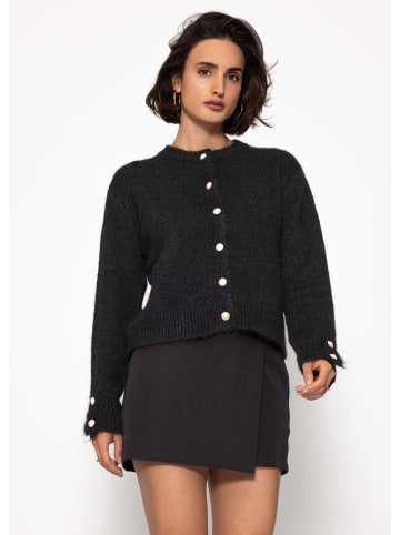SASSYCLASSY Cardigan mit Perlenknöpfen in Hellbeige