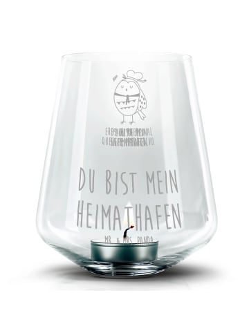 Mr. & Mrs. Panda Glas Windlicht Eule Matrose mit Spruch in Transparent