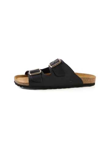 Camel Active Leder Pantolette mit Korkfußbett in Schwarz