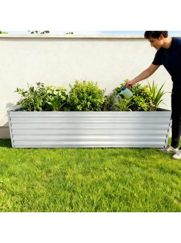 relaxdays Hochbeet in Hellgrau - (B)180 x (H)57 x (T)90 cm