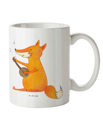 Mr. & Mrs. Panda Plastikbecher Fuchs Gitarre ohne Spruch in Weiß