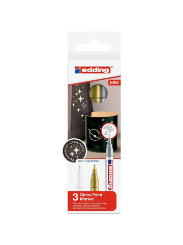 edding Glanzlack-Marker edding 751 metallic 1-2mm gold, silber, weiß Packung ...