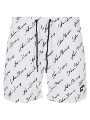 Urban Classics Badeshorts in whitescriptlogo