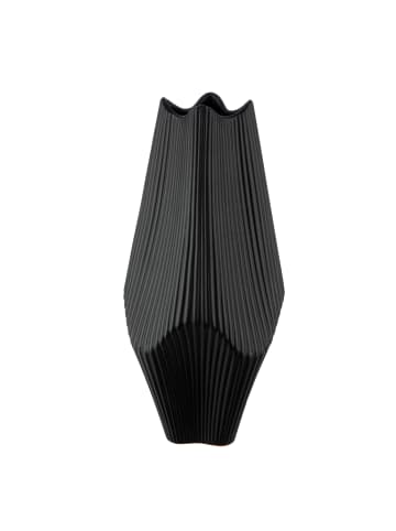 GILDE Vase "Lamellen" in Schwarz - (H) 30cm