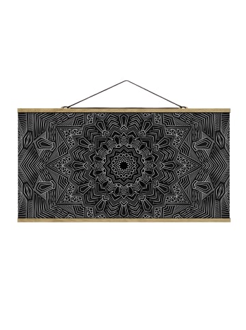 WALLART Stoffbild - Mandala Stern Muster silber schwarz in Silber