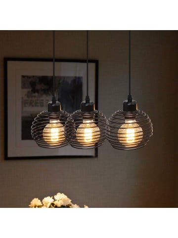 ZMH Pendelleuchte 3-flammige E27 in Schwarz Metall Esszimmerlampe