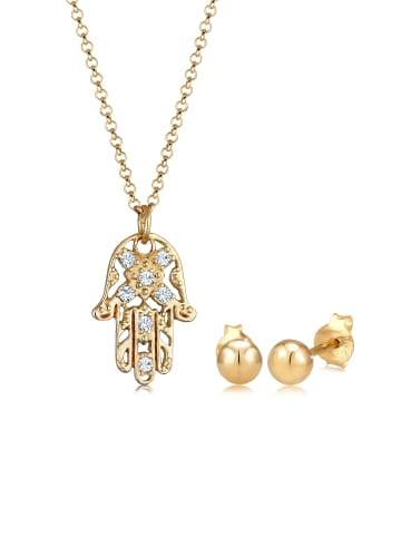 Elli Schmuckset 925 Sterling Silber Hamsa Hand in Gold