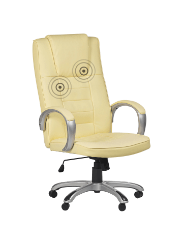 Beliani Chefsessel GRANDEUR in Beige/Silber - (W) 53 x (H) 127 x (L) 73 cm