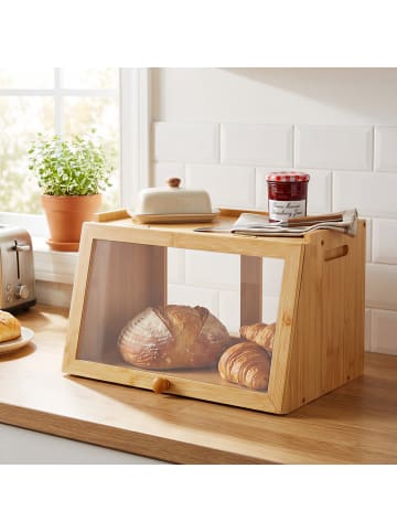 relaxdays Brotkasten in Natur - (B)26 x (H)23 x (T)39 cm