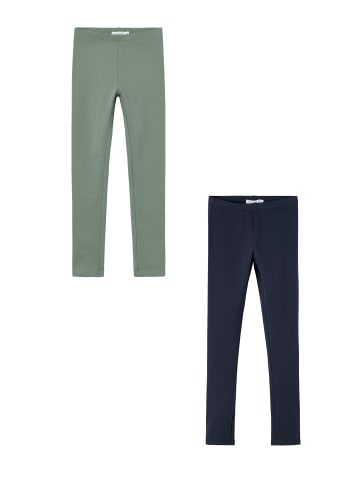 name it Leggings 2er-Set Regular Fit weich bequem Basic in Blau-Grün