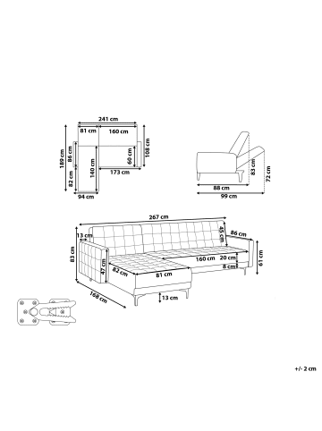 Beliani 2-tlg Schlafsofa ABERDEEN in Braun/Schwarz