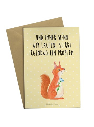 Mr. & Mrs. Panda jubiläumskarte Eichhörnchen Blume mit Spruch in Gelb Pastell