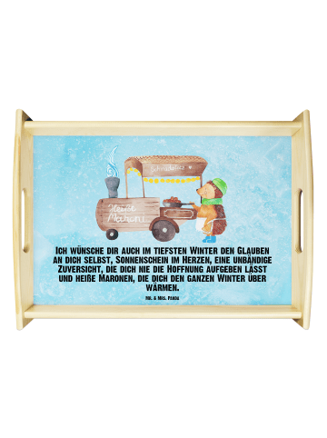 Mr. & Mrs. Panda Holz Tablett Igel Maronen mit Spruch in Eisblau