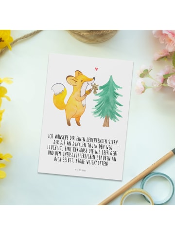 Mr. & Mrs. Panda Grußkarte Fuchs  Weihnachtsbaum mit Spruch in Weiß