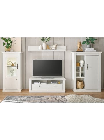 Furn.Design Wohnwand weiß Pinie Landhaus, Wohnkombination 4-teilig, Soft-Close-Funktion