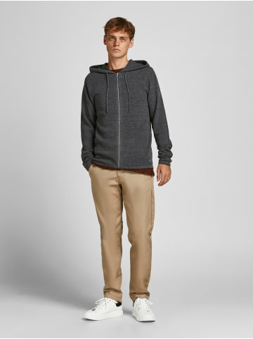 Jack & Jones Basic Full Zip Hoodie Kapuzen Pullover Strick Sweatjacke JJEHILL in Grau