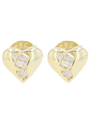 Adeliás Damen Ohrringe – Ohrstecker aus 925 Silber mit Zirkonia in gold