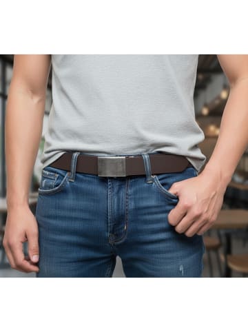 FRONHOFER Robuster Ledergürtel stufenlos in Dunkelbraun