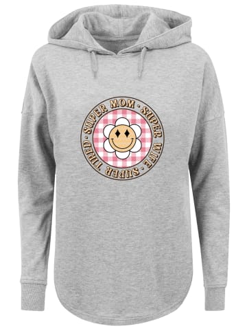 F4NT4STIC Oversized Hoodie Muttertag super müde Mama Retro Blumen in grau